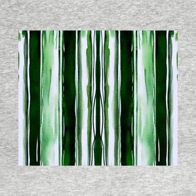 Green And White Vertical Striped - Dark Forest Green Aesthetic Lines by BubbleMench